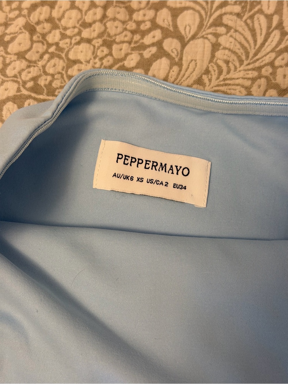 Peppermayo Strapless Mini Dress in Blue with Side Cutout & Shell Detail - Picture 4 of 4